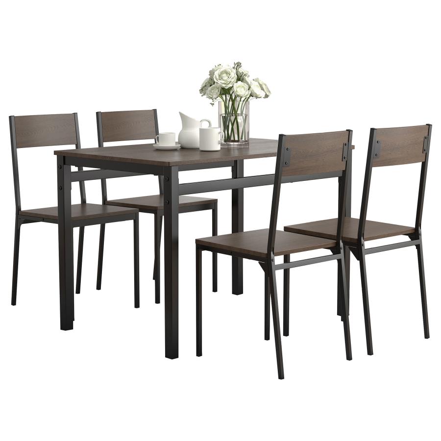 Lana 5-Piece Rectangular Dining Set Dark Brown And Matte Black