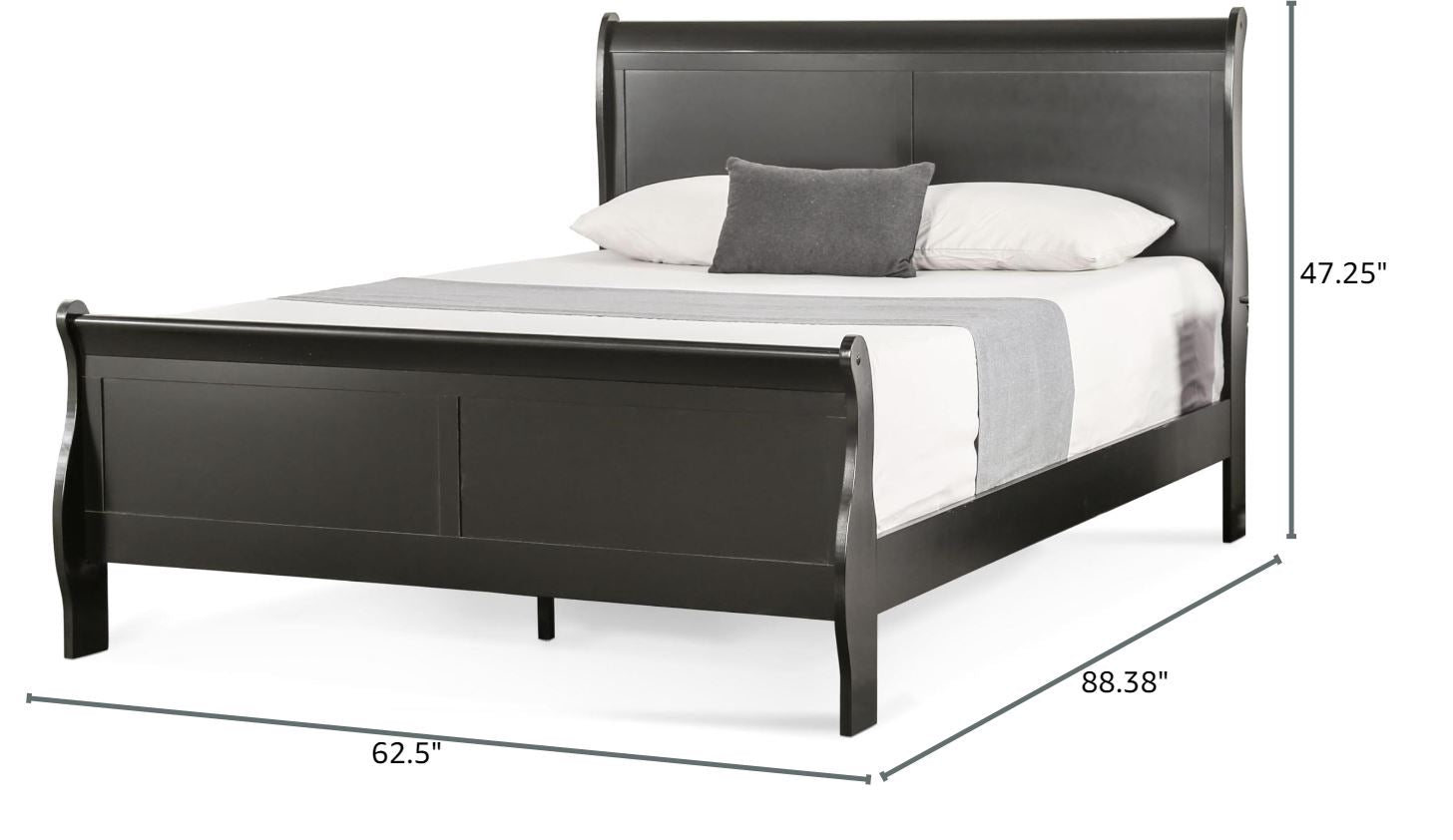 Furniture of America Toni Transitional Solid Wood Panel Queen Bed in Black