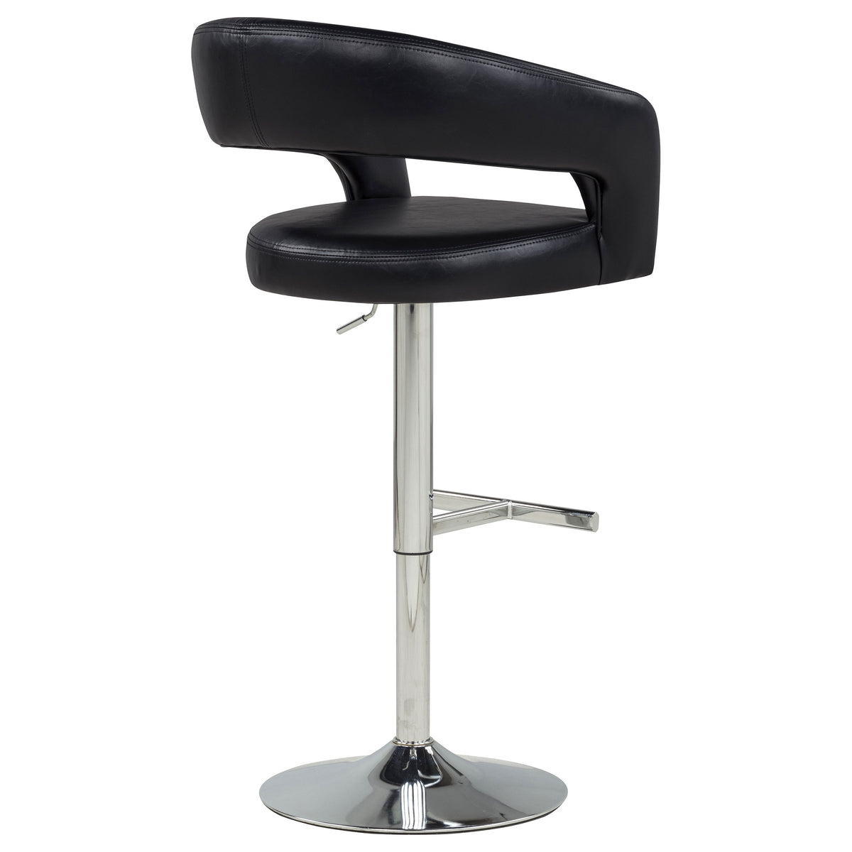 Travia Leatherette Upholstered Adjustable Bar Stool Black