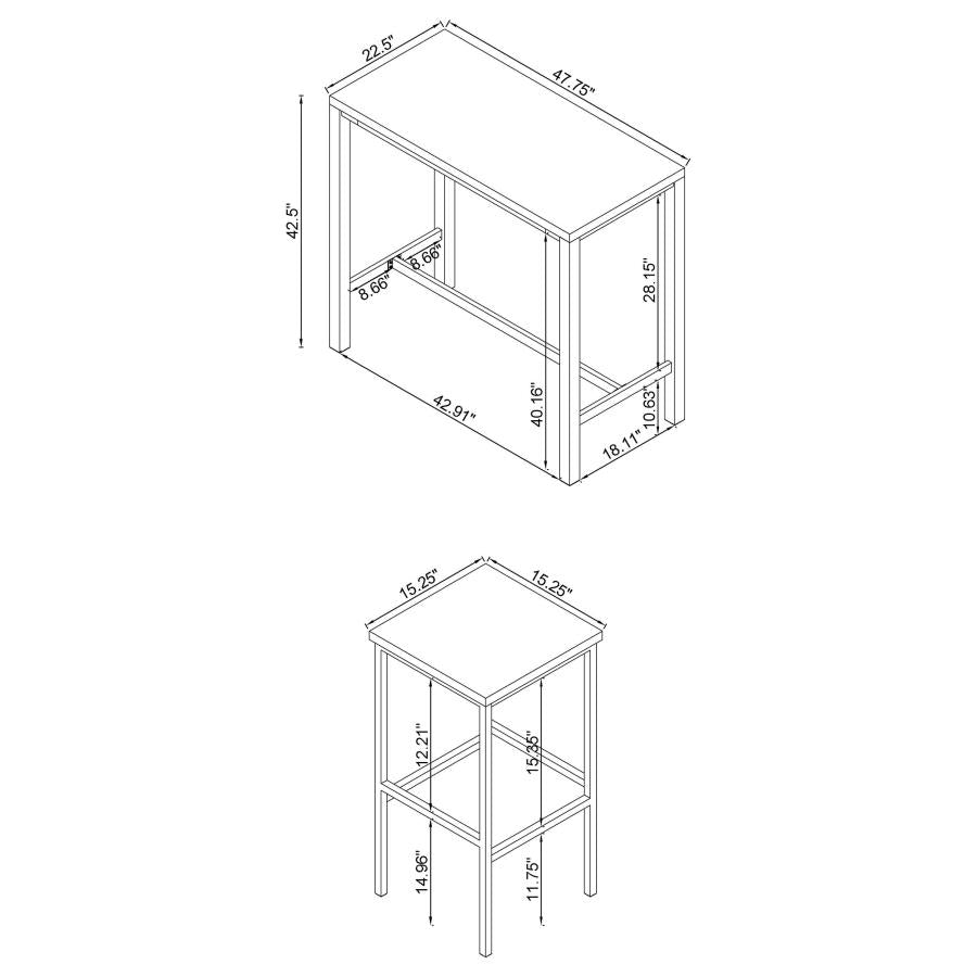 Modern 5-Piece Pub Bar Table And Stool Set White High Gloss And Chrome