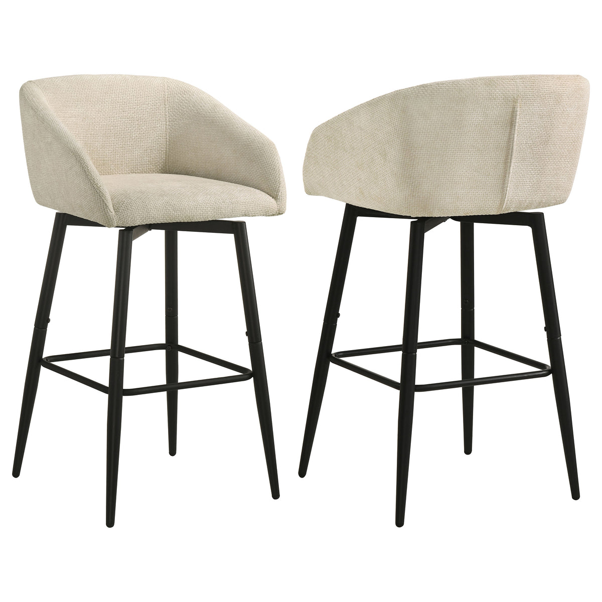 Rainer Fabric Upholstered Swivel Bar Chairs (Set of 2) Cream