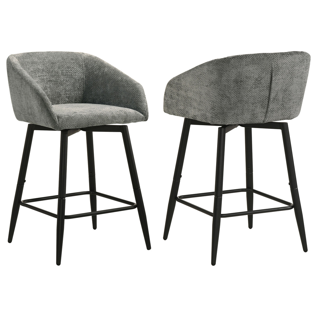 Rainer Fabric Upholstered Swivel Counter Height Chairs (Set of 2) Charcoal