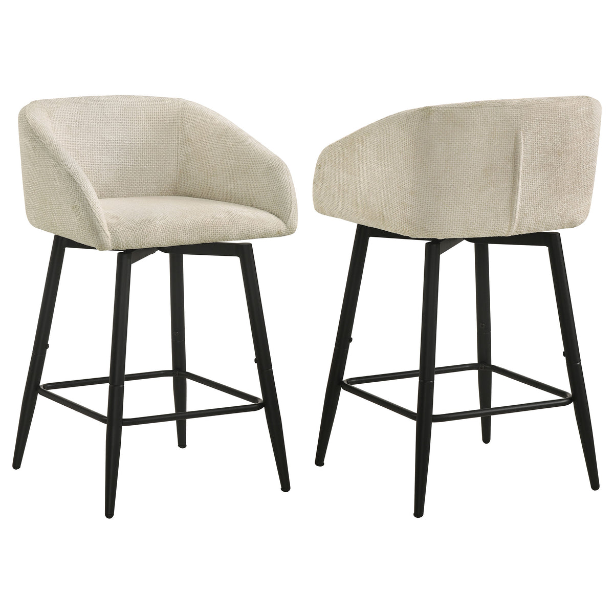Rainer Fabric Upholstered Swivel Counter Height Chairs (Set of 2) Cream