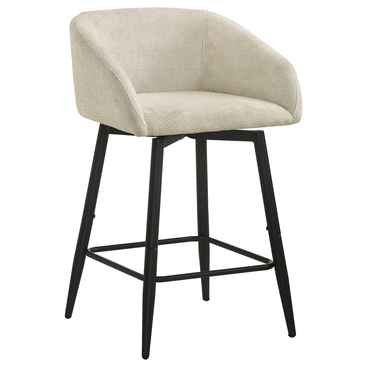 Rainer Fabric Upholstered Swivel Counter Height Chairs (Set of 2) Cream