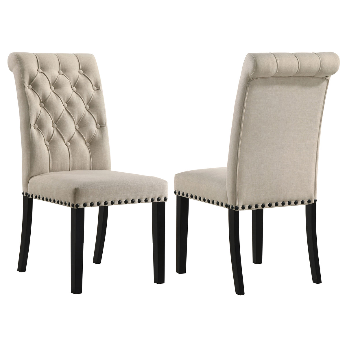 Alana Fabric Upholstered Dining Side Chairs (Set of 2) Beige