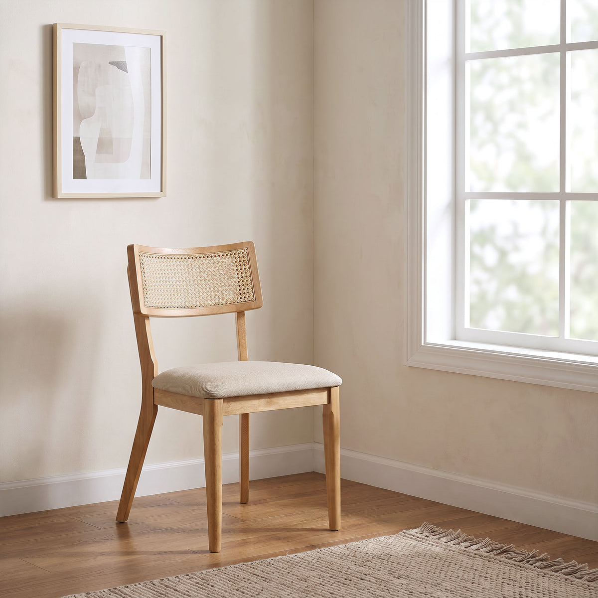 Fabra Cane Back Upholstered Dining Side Chairs (Set of 2) Wheat and Honey