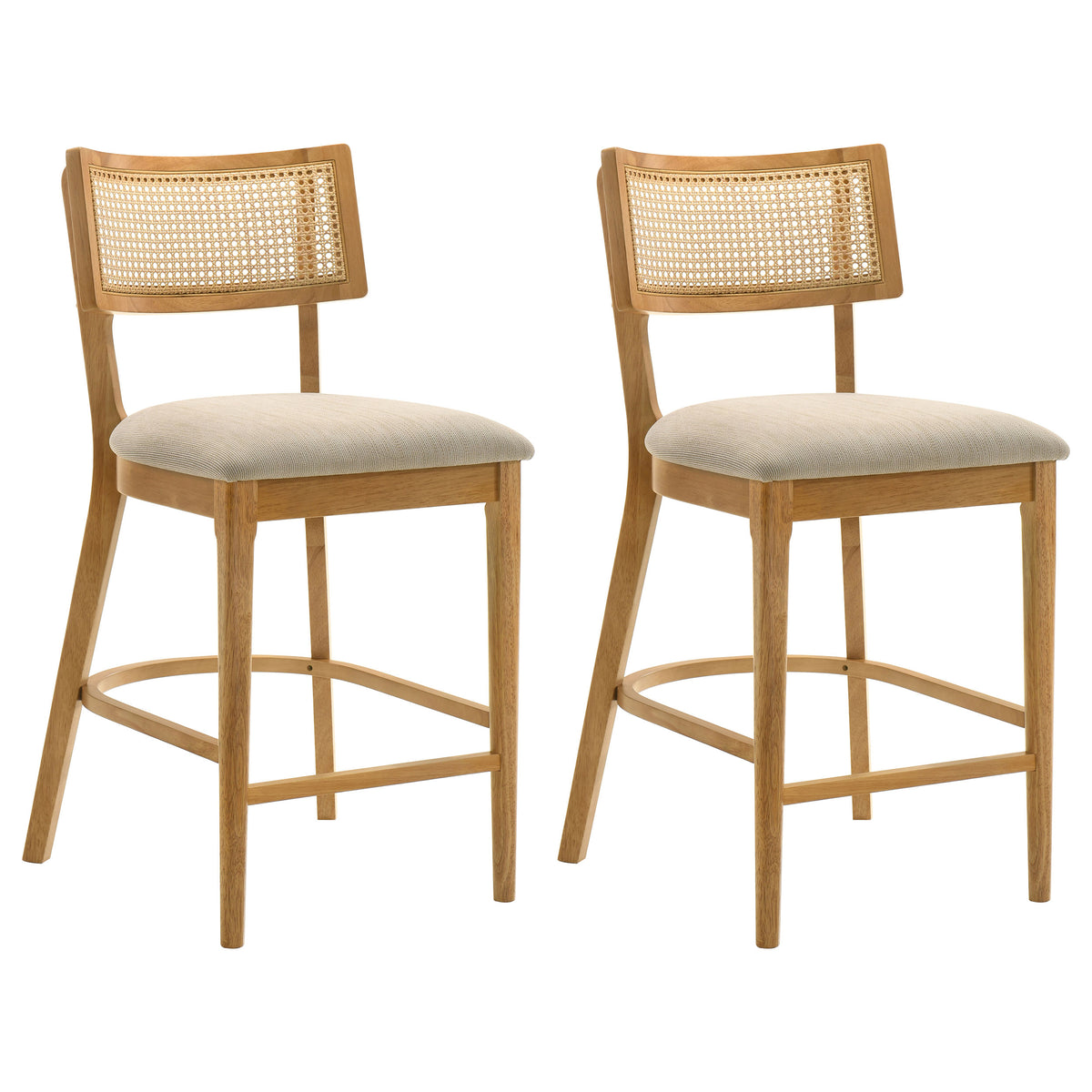Fabra Cane Back Upholstered Counter Height Chairs (Set of 2) Wheat and Honey