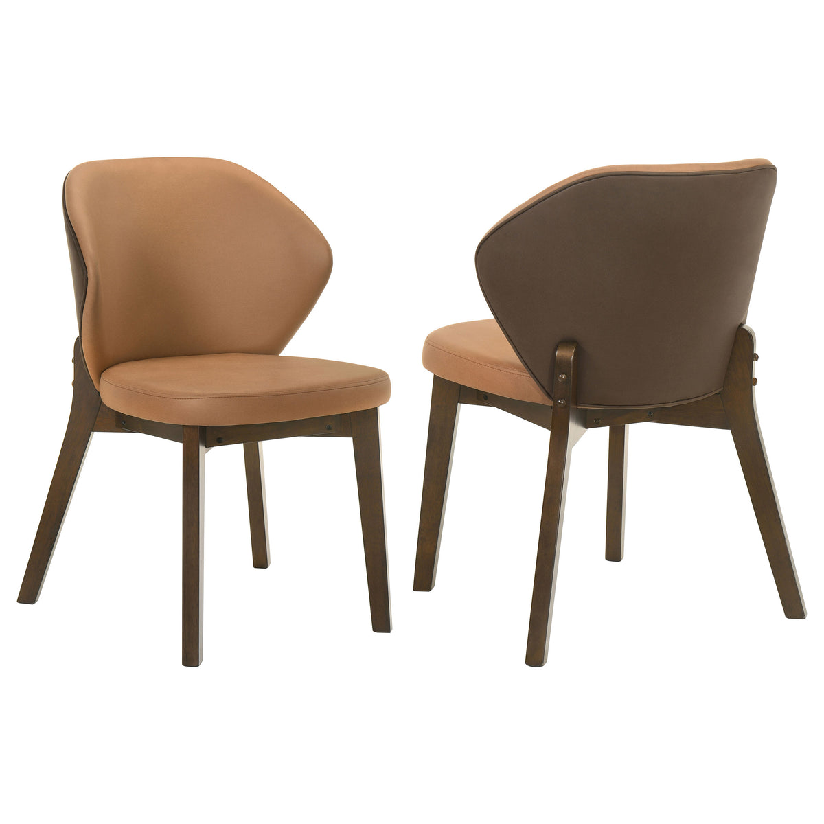 Randolph Turtle-Back Upholstered Dining Side Chairs (Set of 2) Butterscotch and Brown