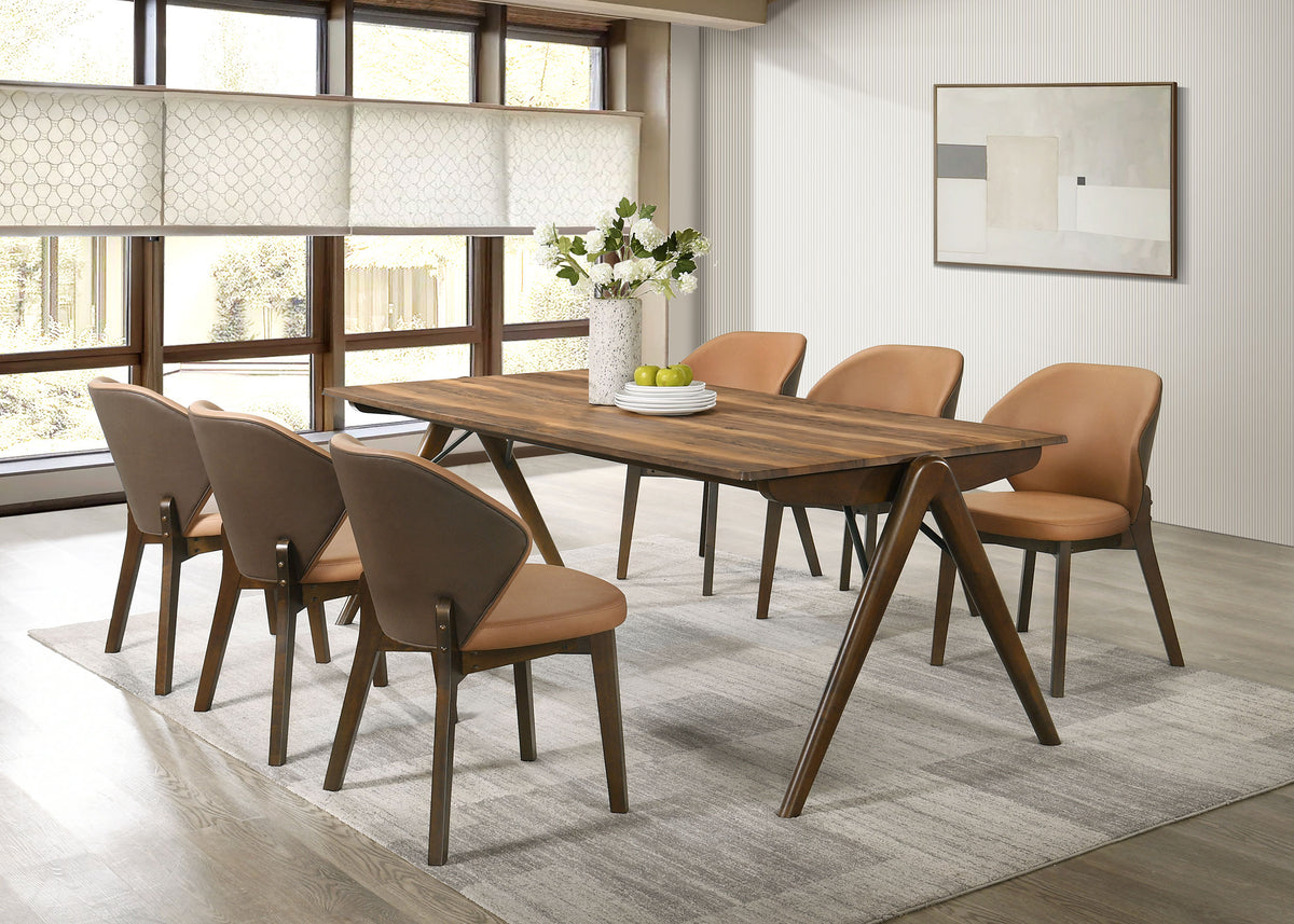 Randolph Turtle-Back Upholstered Dining Side Chairs (Set of 2) Butterscotch and Brown
