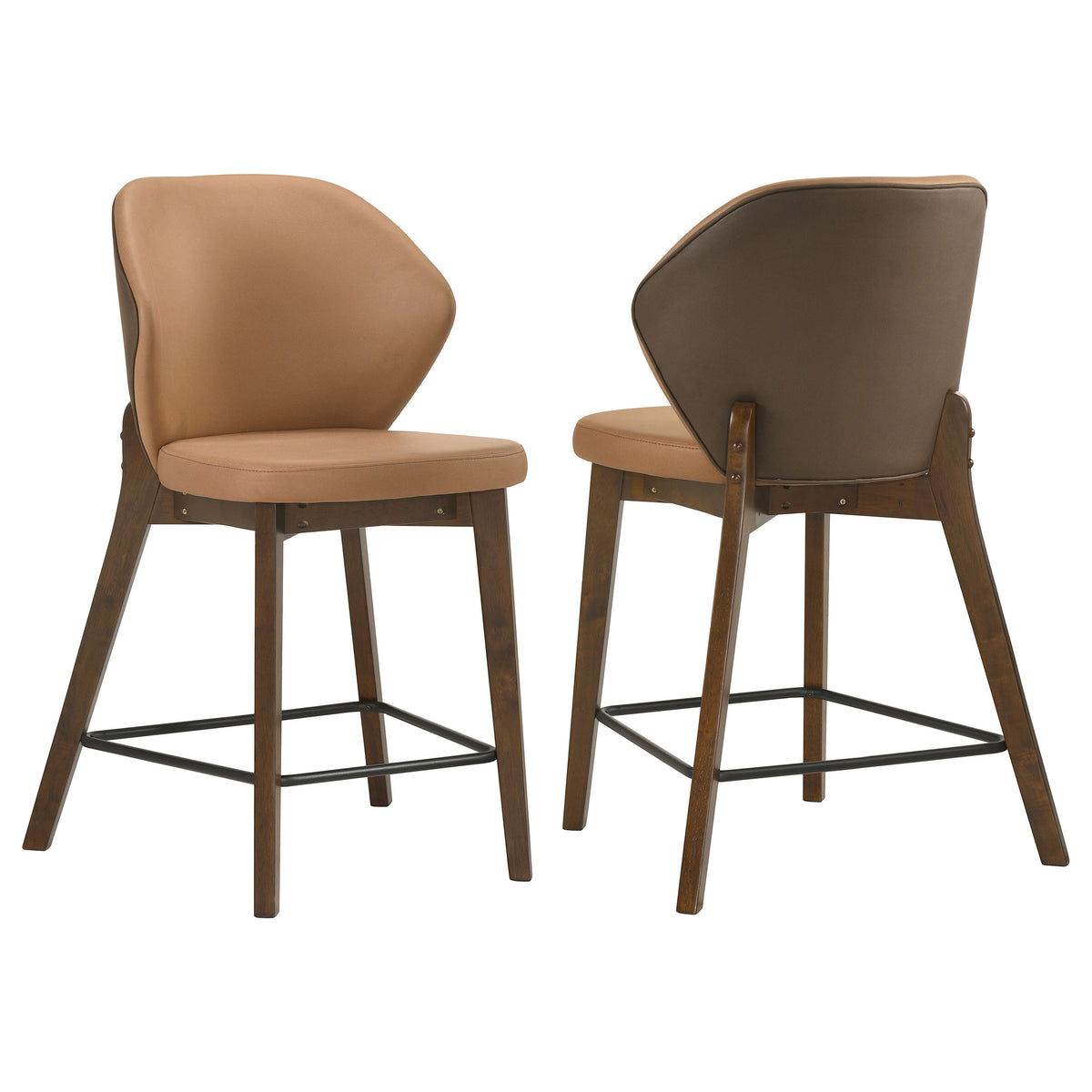 Randolph Turtle-Back Upholstered Counter Height Chairs (Set of 2) Butterscotch and Brown