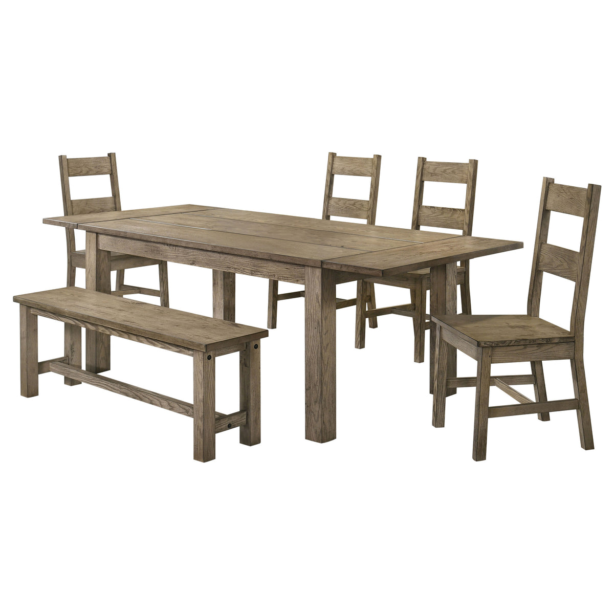 Cardova 6-piece Draw Leaf Extension Dining Set with Bench Vineyard Oak