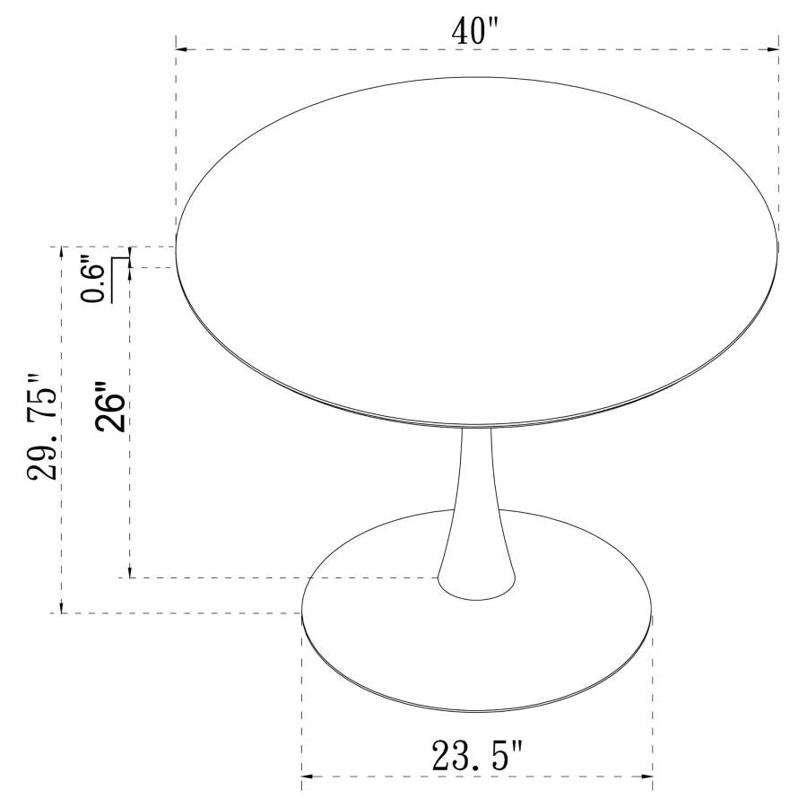 Arkell 40-Inch Faux Marble Dining Table with Round Pedestal in White