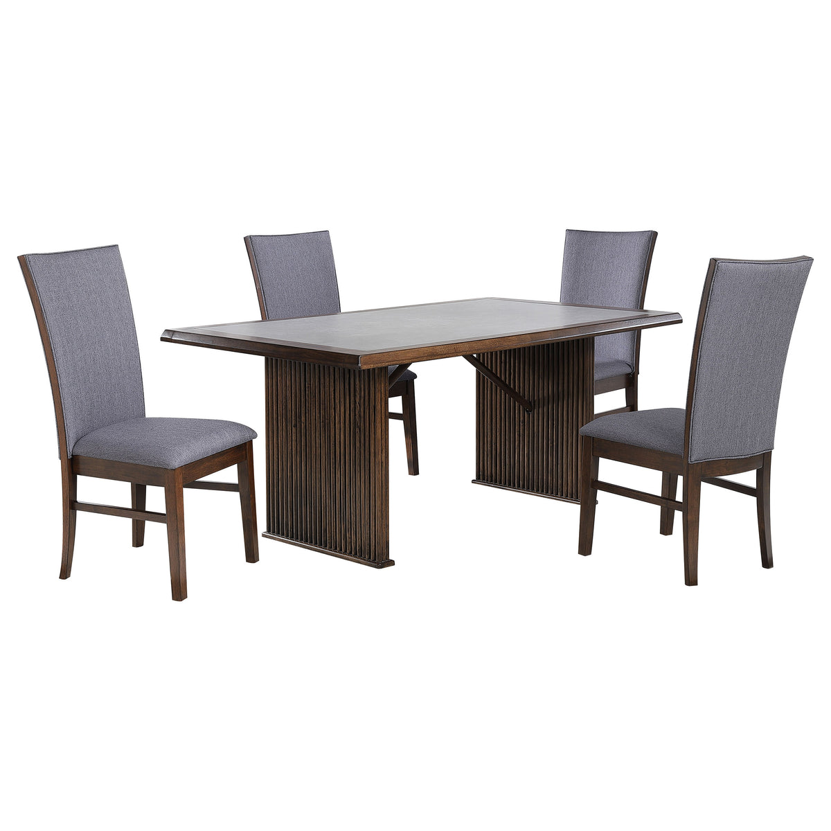 Sherwood 5-piece 72-inch Rectangular Stone Top Dining Set Brown and Grey