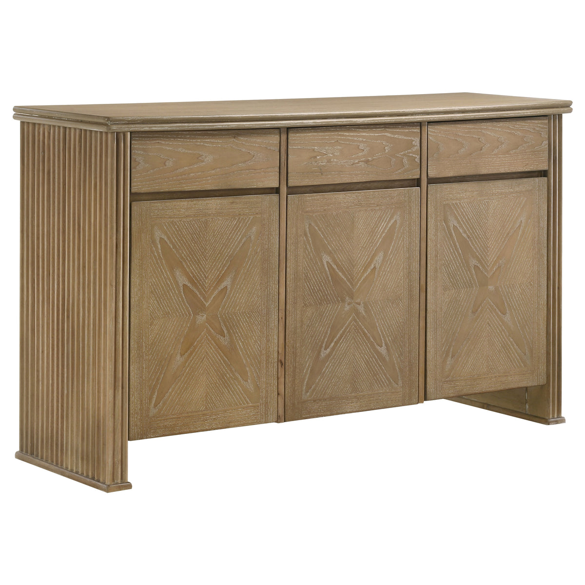 Adina 10-piece Rectangular Extension Dining Set with Sideboard Distressed Light Brown and Barley