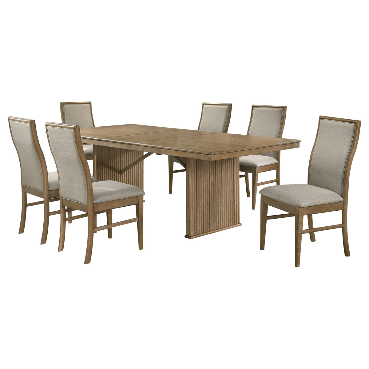 Adina 7-piece Rectangular Extension Dining Set Distressed Light Brown and Barley