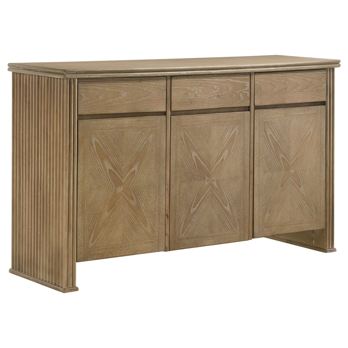 Adina 8-piece Rectangular Extension Dining Set with Sideboard Distressed Light Brown and Barley