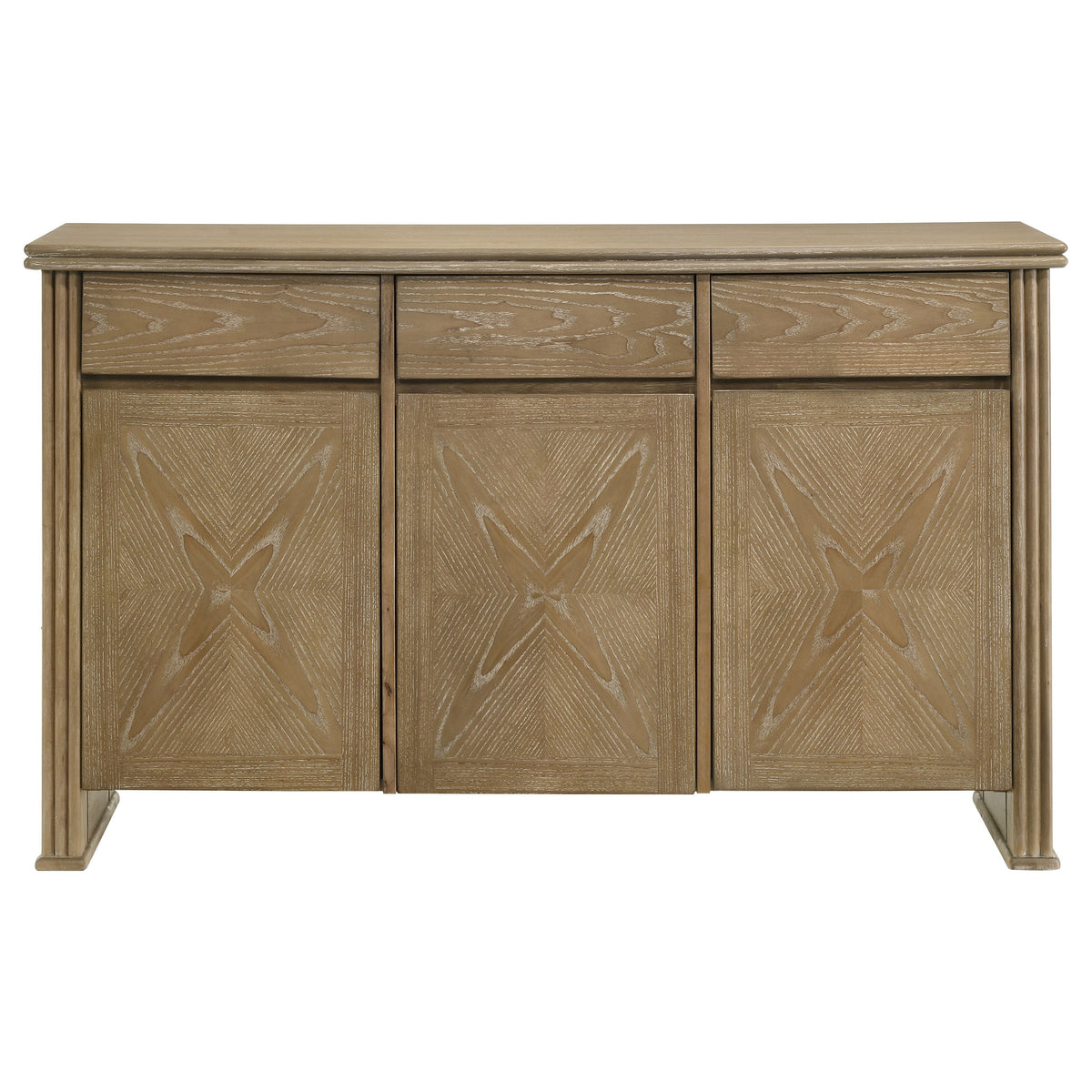 Adina 8-piece Rectangular Extension Dining Set with Sideboard Distressed Light Brown and Barley