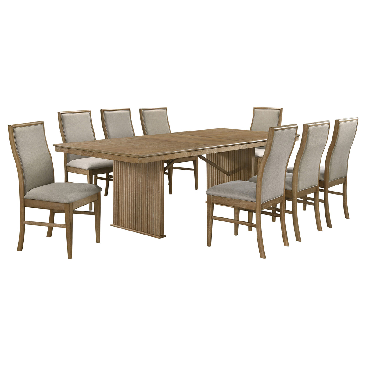 Adina 9-piece Rectangular Extension Dining Set Distressed Light Brown and Barley