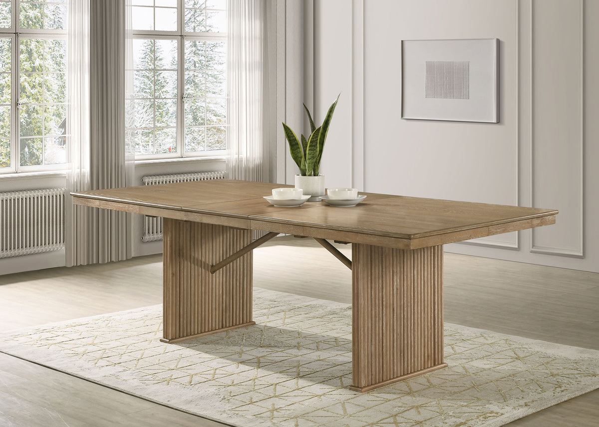 Adina 72 to 89-inch Rectangular Extension Leaf Dining Table Distressed Light Brown