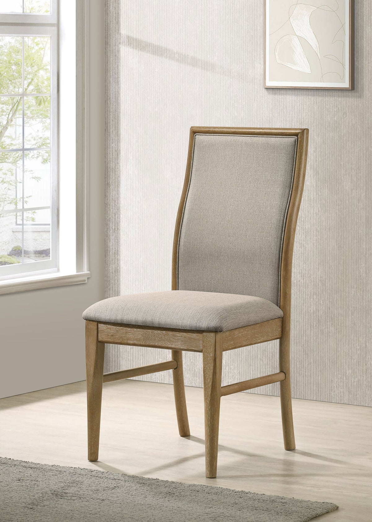 Adina Upholstered Dining Side Chairs (Set of 2) Barley and Distressed Light Brown