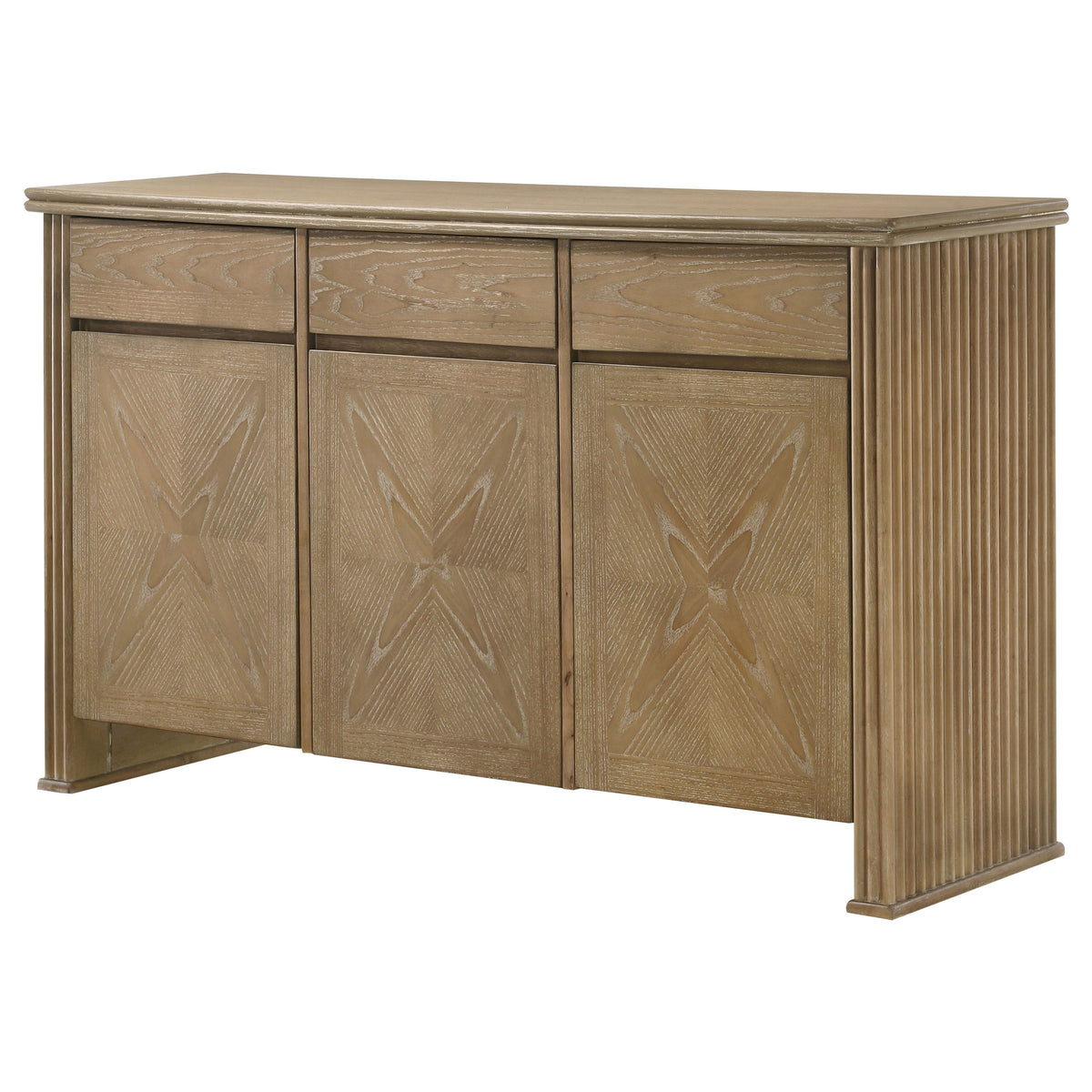 Adina 3-door 59-inch Sideboard Server with 3 Drawers Distressed Light Brown