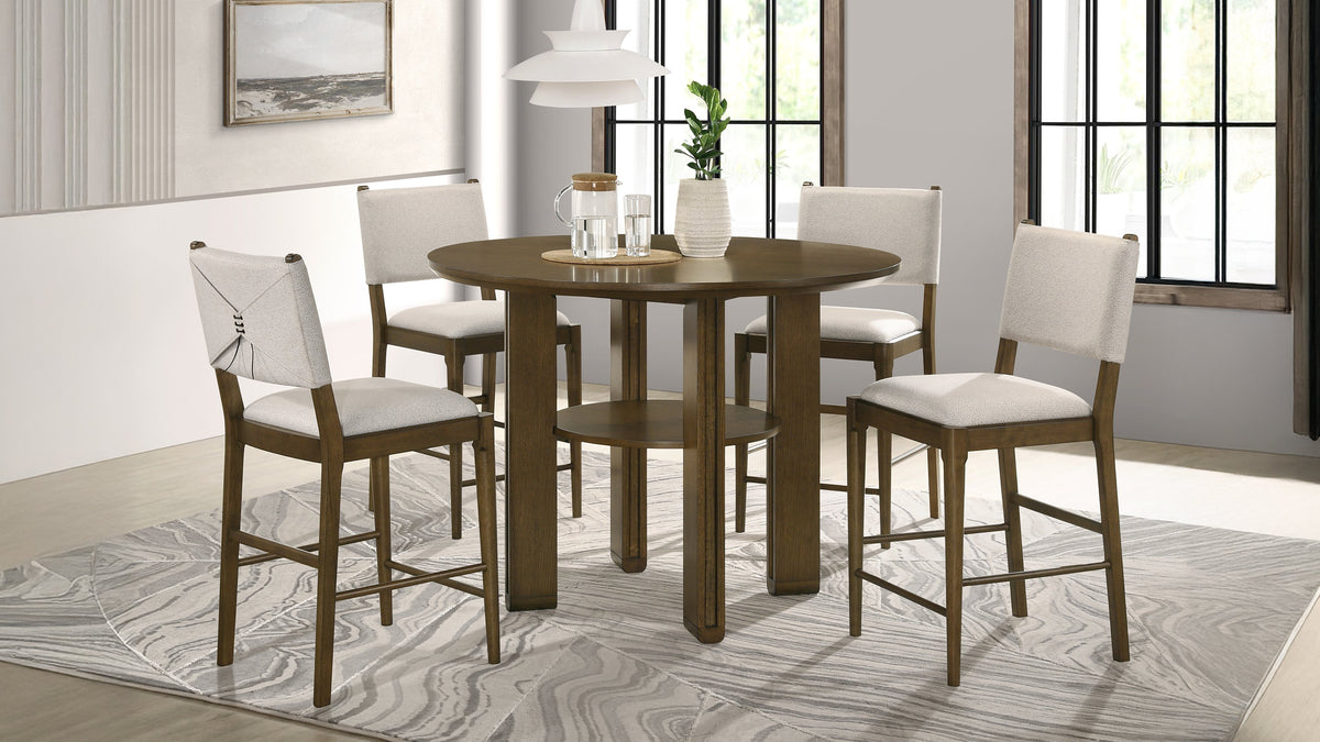 Ottowa 5-piece Round Counter Height Dining Set Brown and Light Tan