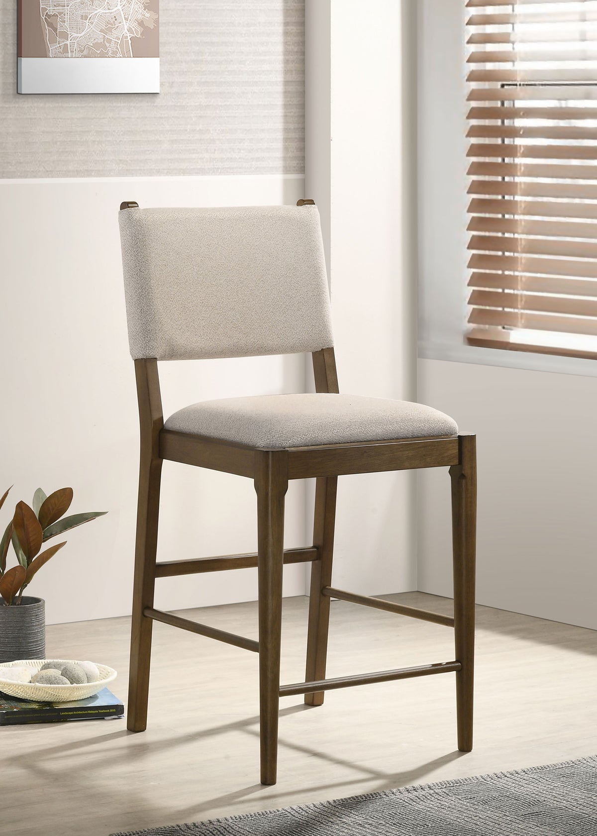 Ottowa Upholstered Counter Height Chairs (Set of 2) Light Tan and Brown