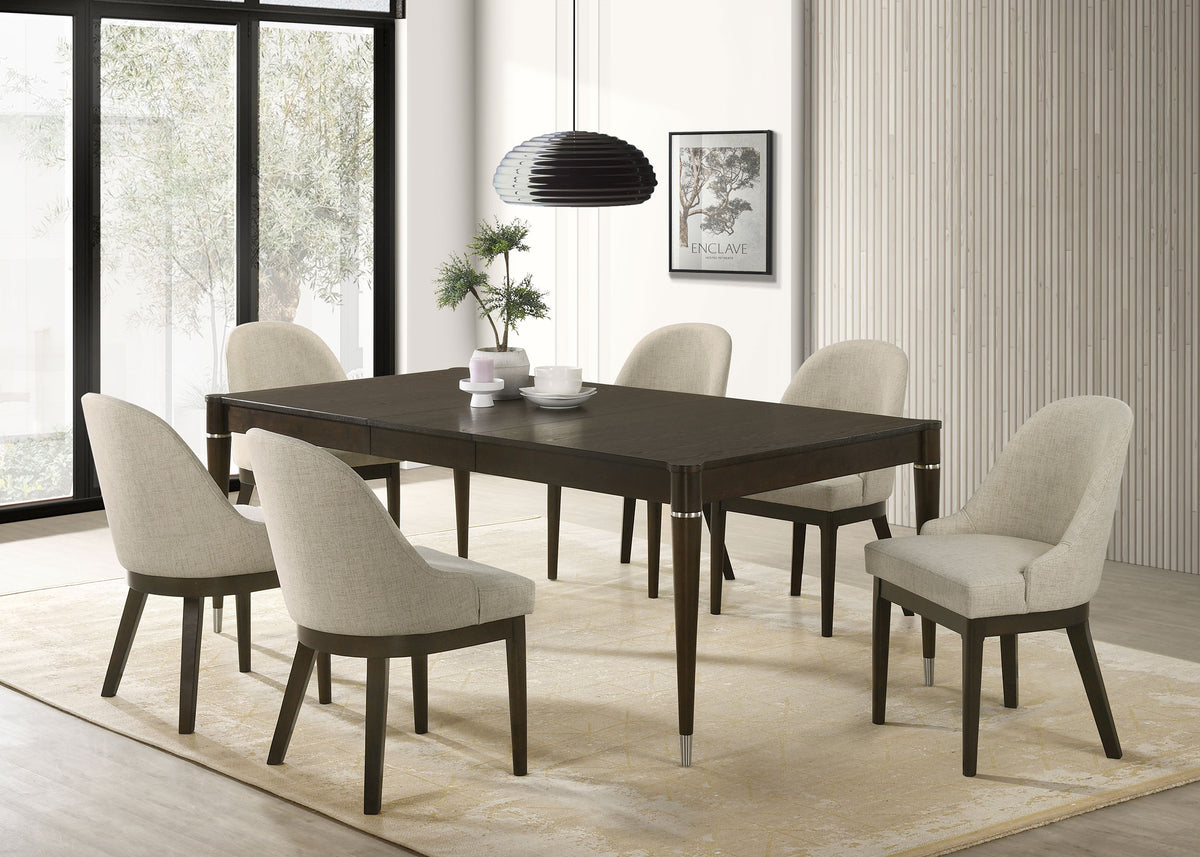 Reseda 7-piece Rectangular Extension Dining Set Ash Brown and Beige