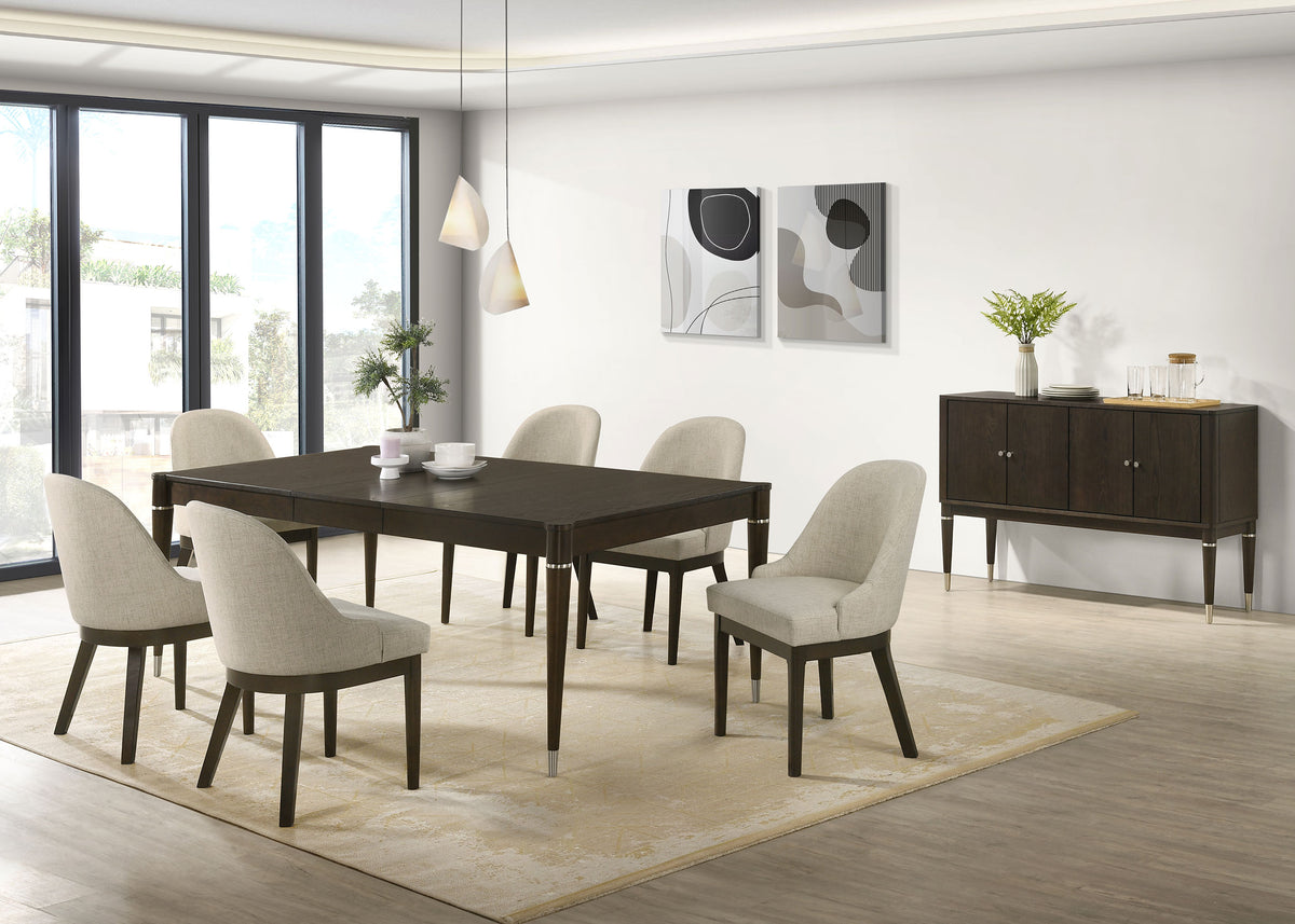 Reseda 8-piece Rectangular Extension Dining Set with Sideboard Ash Brown and Beige