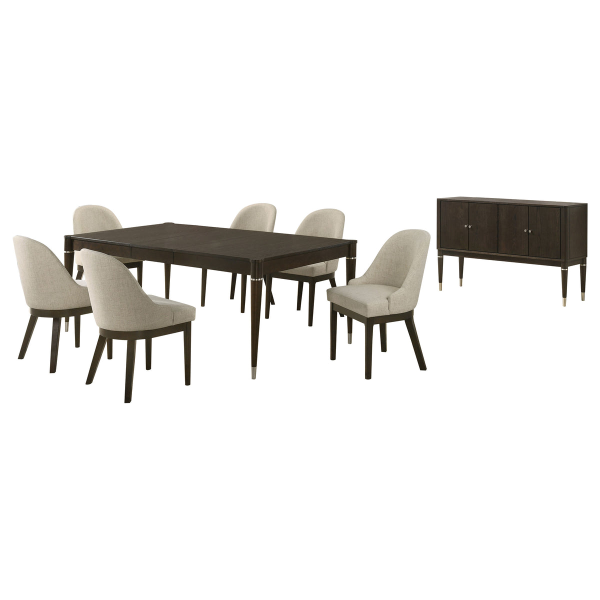 Reseda 8-piece Rectangular Extension Dining Set with Sideboard Ash Brown and Beige