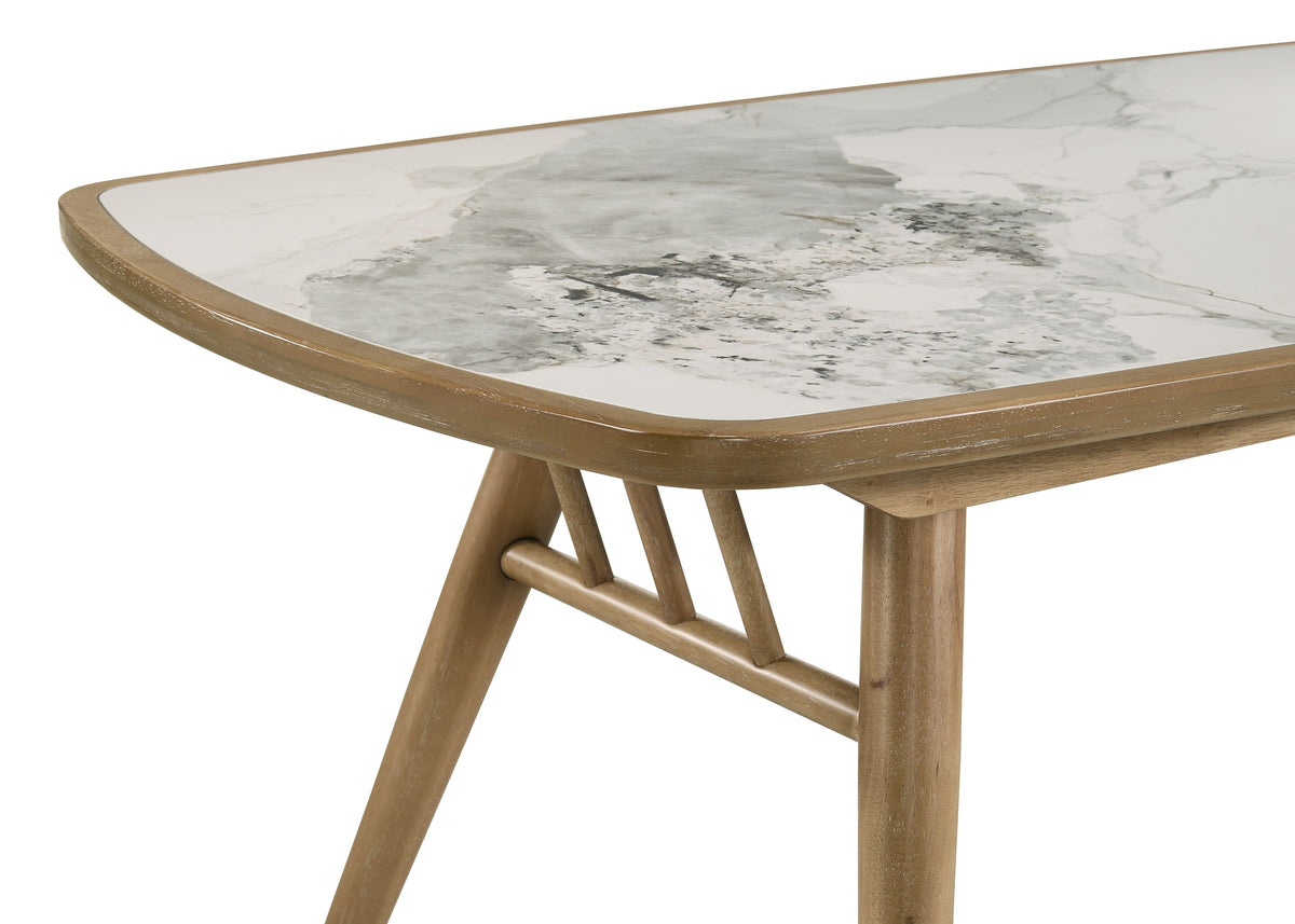 Croyden 7-piece Rectangular Ceramic Inset Top Dining Set Weathered Natural and Grey