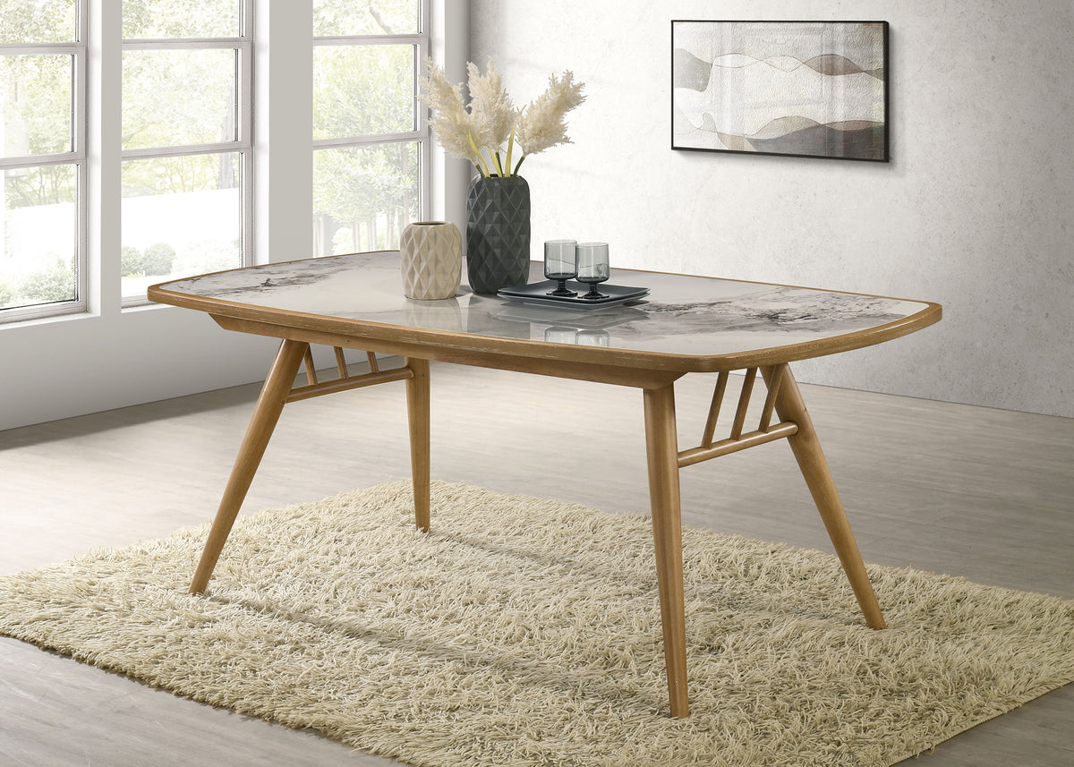 Croyden 71-inch Rectangular Ceramic Inset Top Dining Table Weathered Natural
