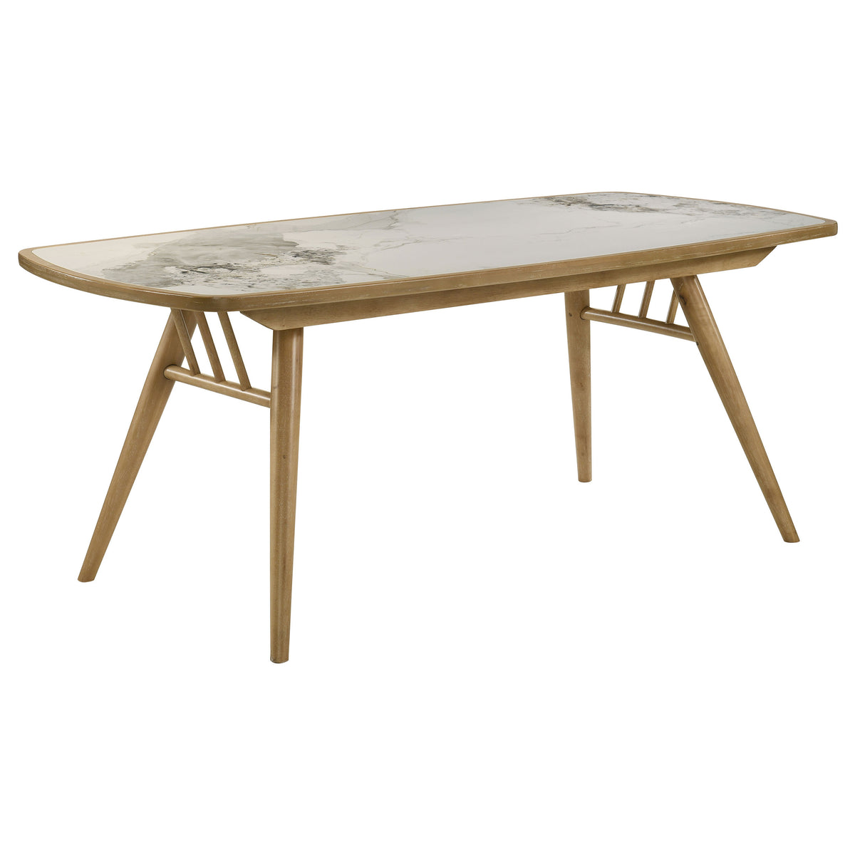 Croyden 71-inch Rectangular Ceramic Inset Top Dining Table Weathered Natural