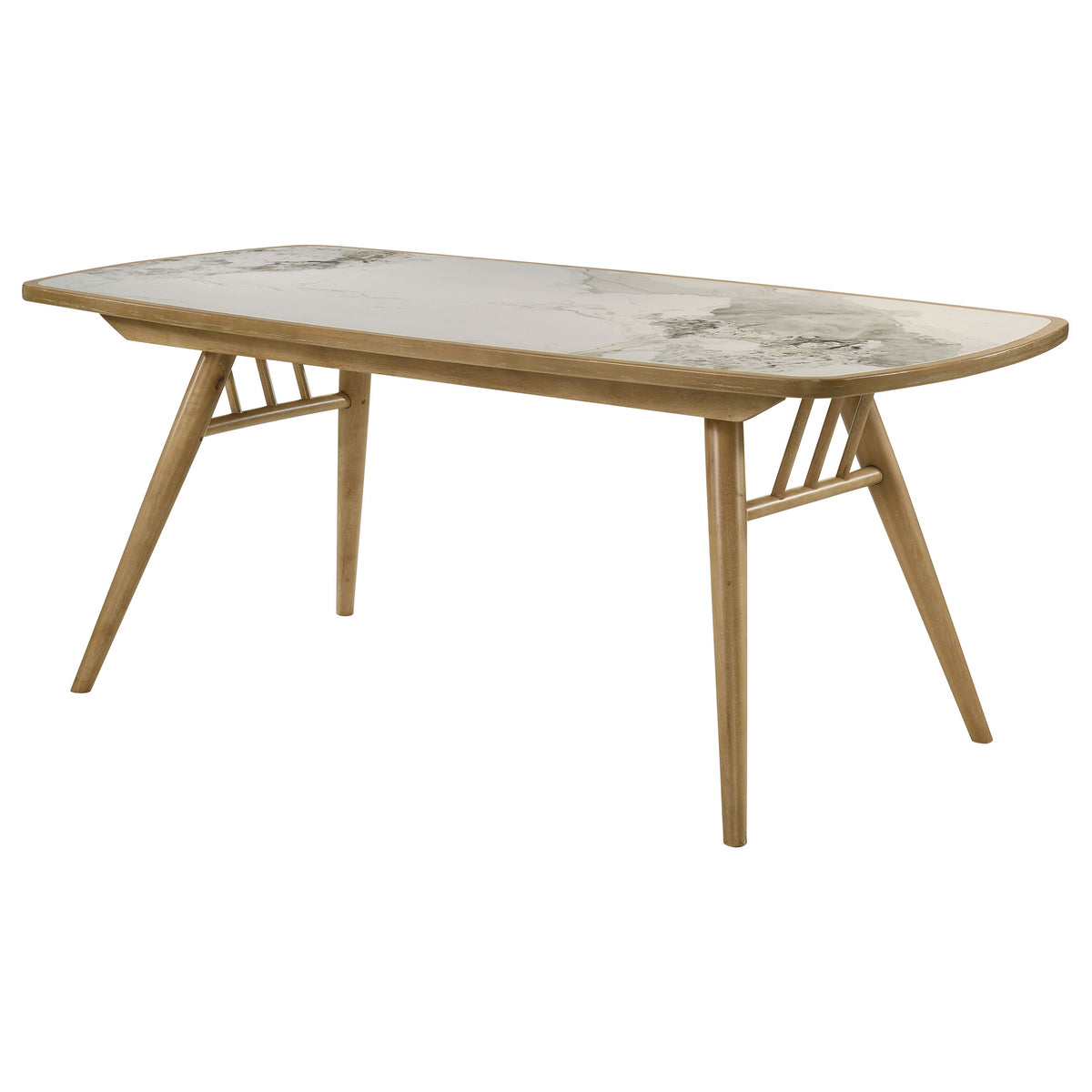 Croyden 71-inch Rectangular Ceramic Inset Top Dining Table Weathered Natural