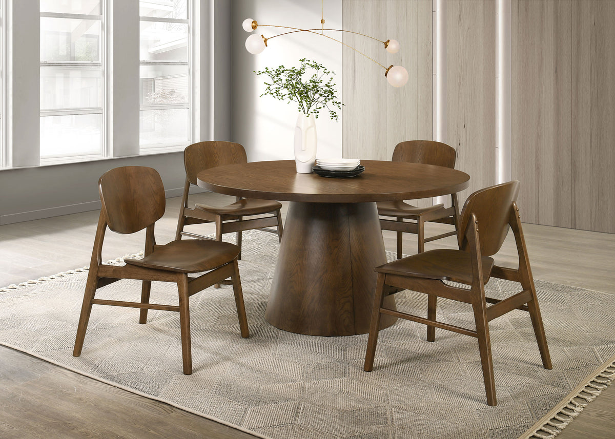 Benford Wood Seat Dining Side Chairs (Set of 2) Dark Brown