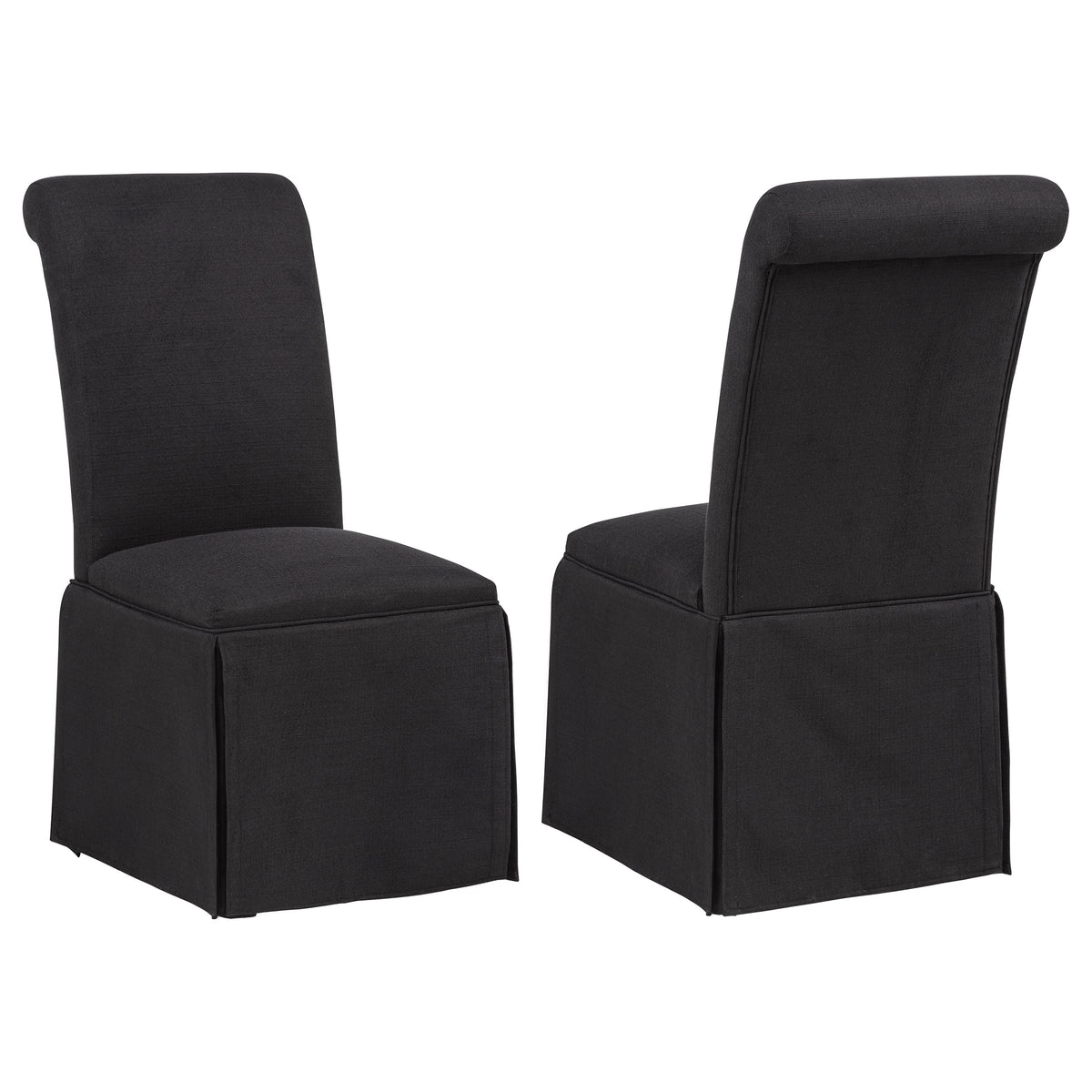 Shawna Upholstered Skirted Side Chairs (Set of 2) Black