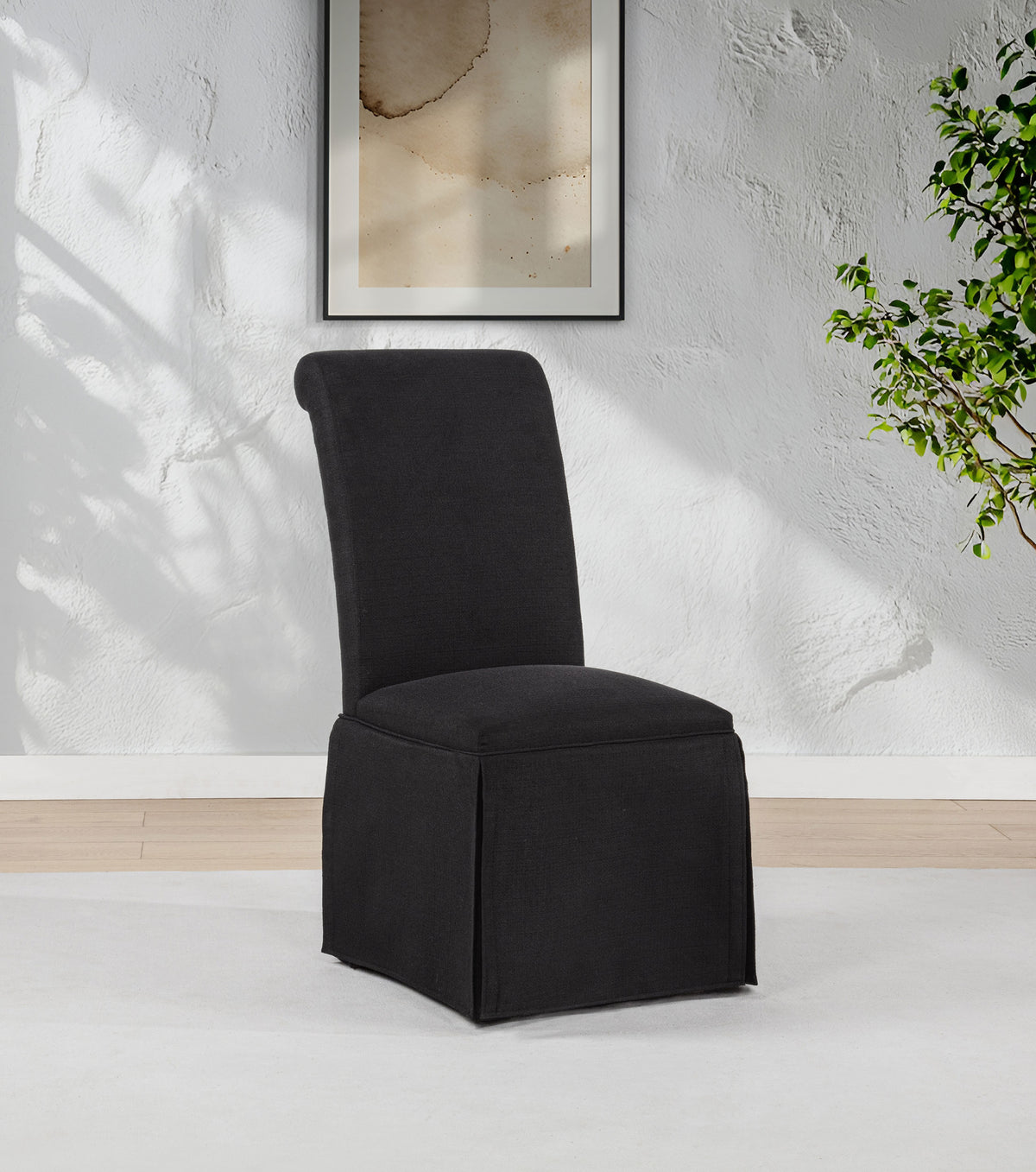 Shawna Upholstered Skirted Side Chairs (Set of 2) Black