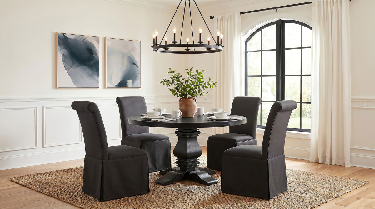 Shawna Upholstered Skirted Side Chairs (Set of 2) Black