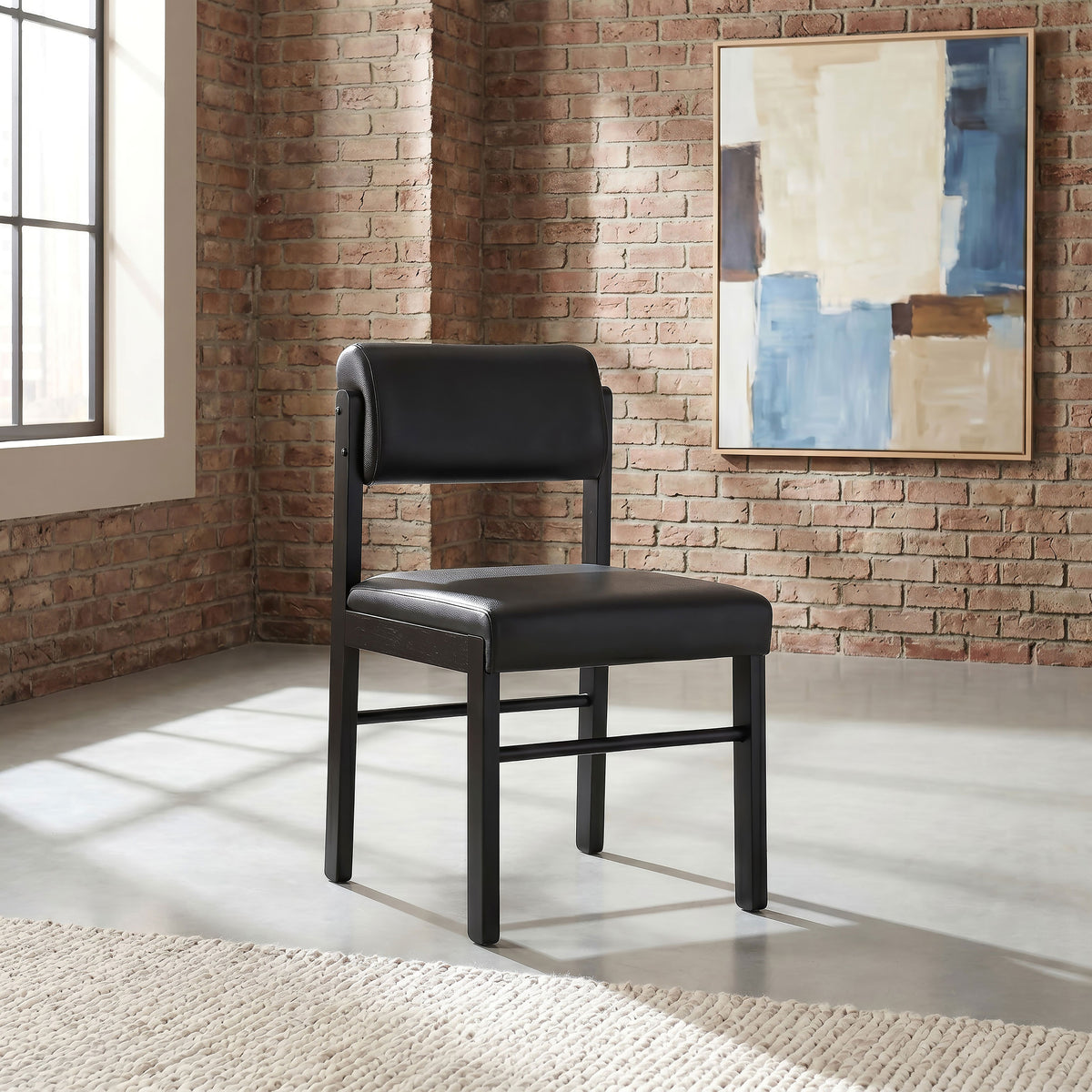 Kehoe Faux Leather Dining Side Chairs (Set of 2) Black and Black