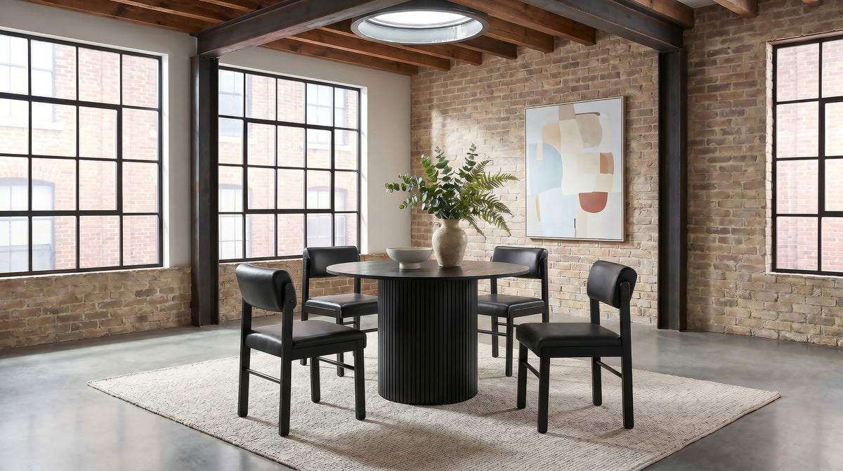 Kehoe Faux Leather Dining Side Chairs (Set of 2) Black and Black