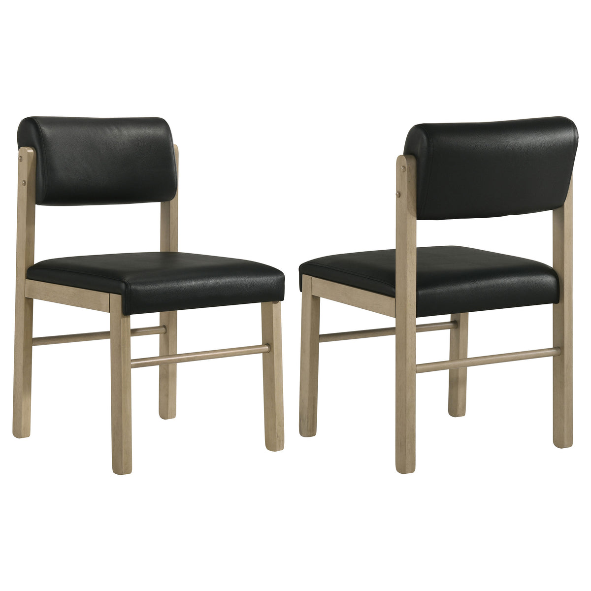 Kehoe Faux Leather Dining Side Chairs (Set of 2) Black and Natural Oak