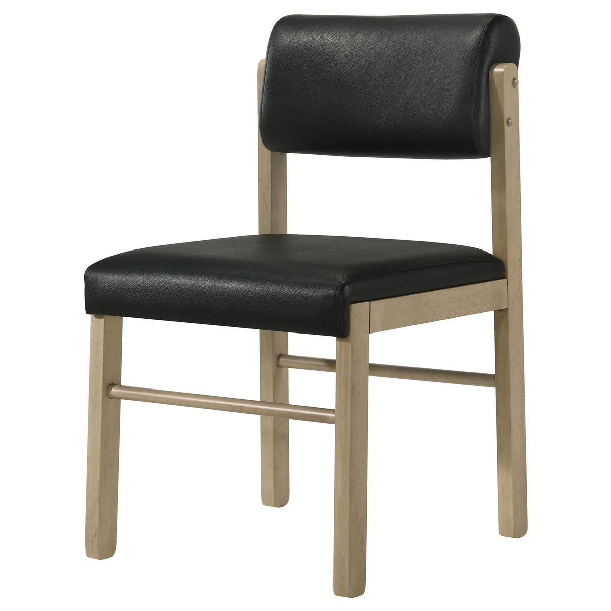 Kehoe Faux Leather Dining Side Chairs (Set of 2) Black and Natural Oak