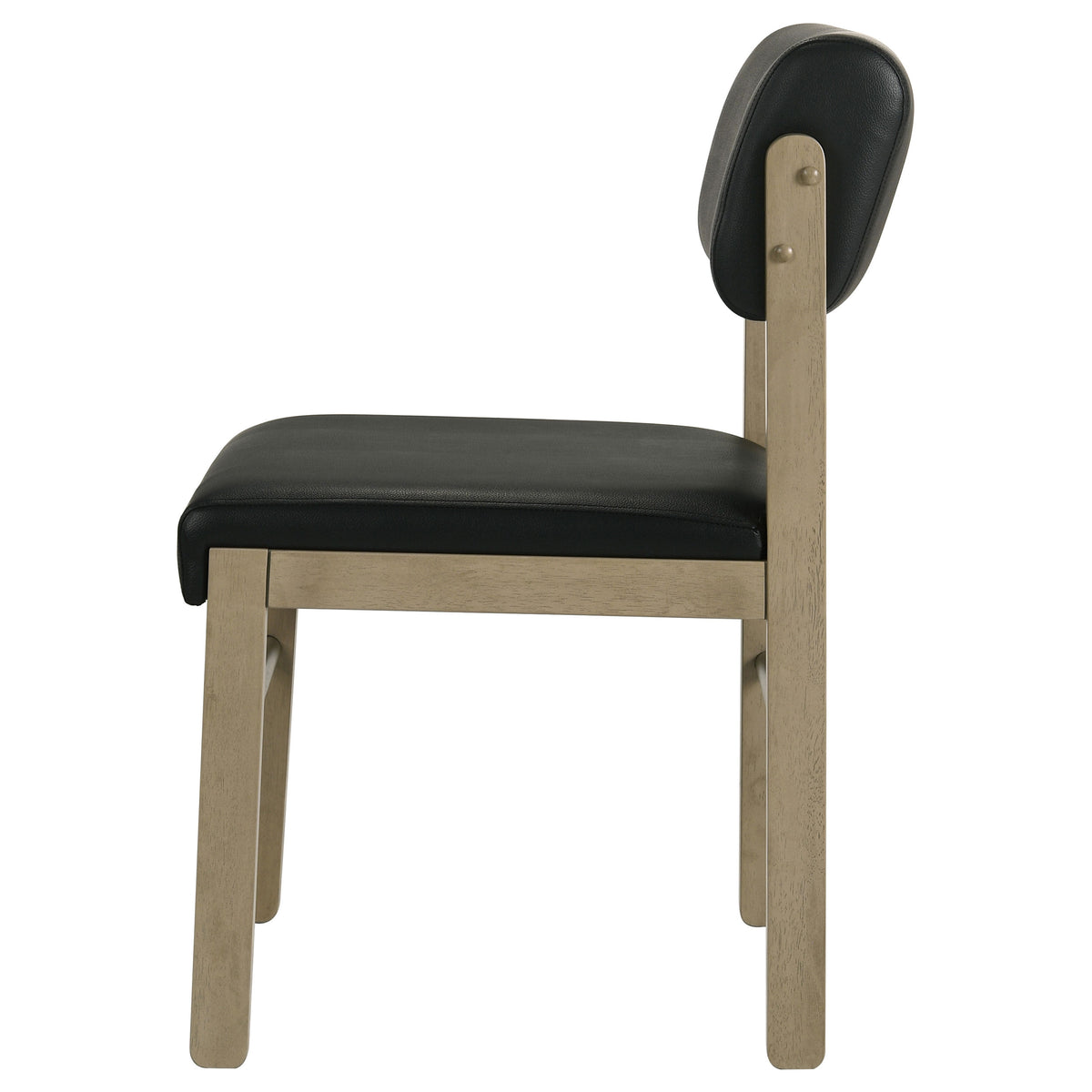Kehoe Faux Leather Dining Side Chairs (Set of 2) Black and Natural Oak