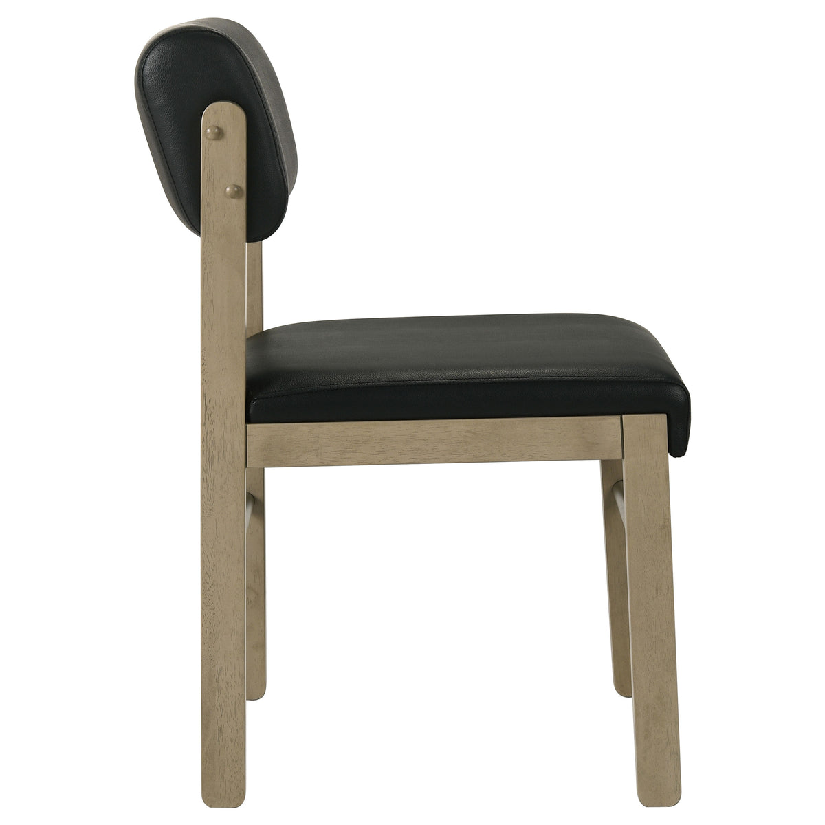 Kehoe Faux Leather Dining Side Chairs (Set of 2) Black and Natural Oak