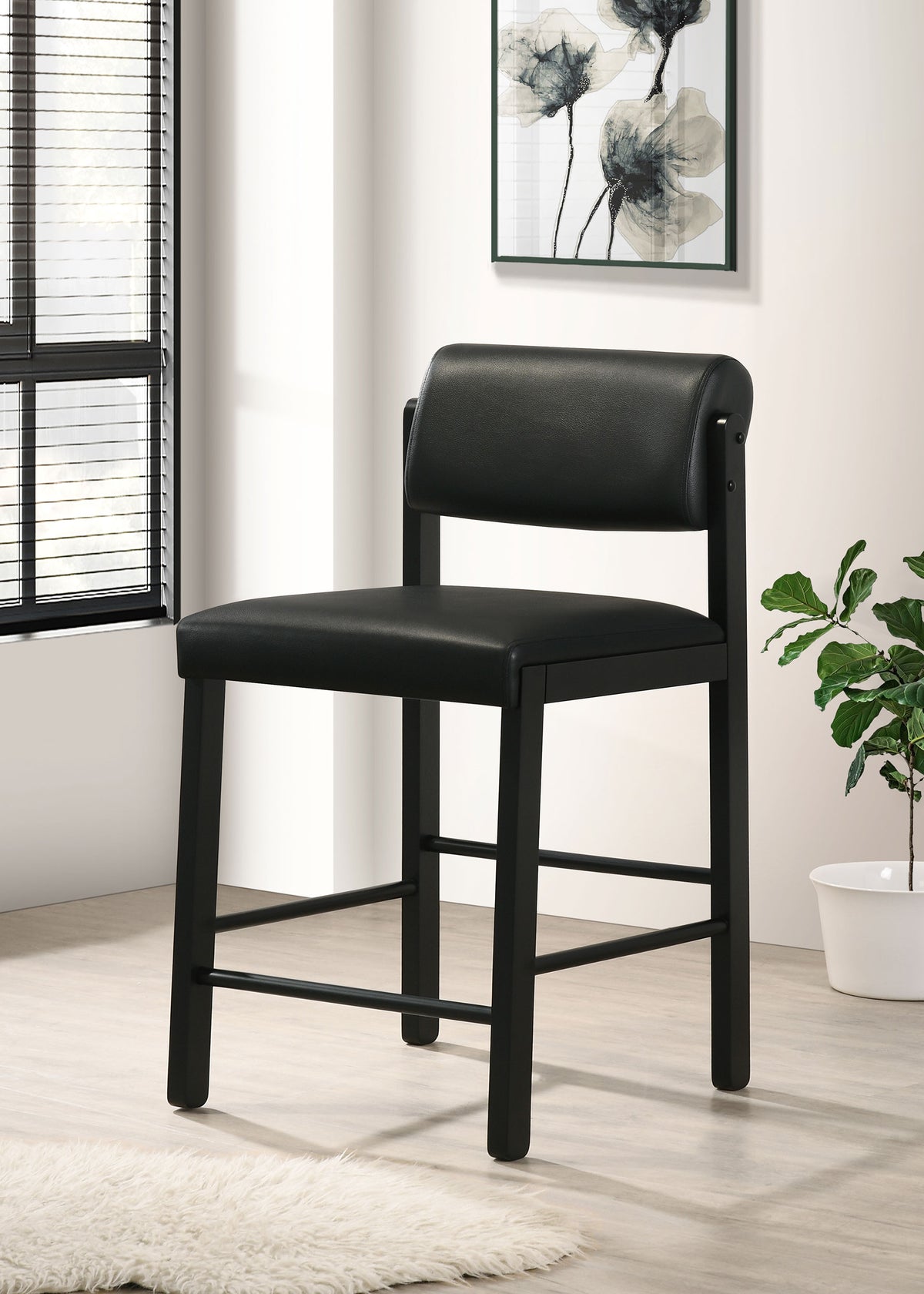 Kehoe Faux Leather Counter Height Chairs (Set of 2) Black