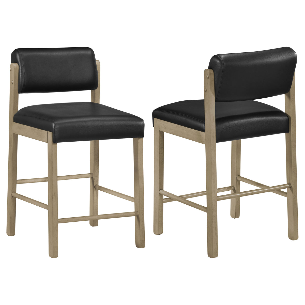 Kehoe Faux Leather Counter Height Chairs (Set of 2) Black and Natural Oak