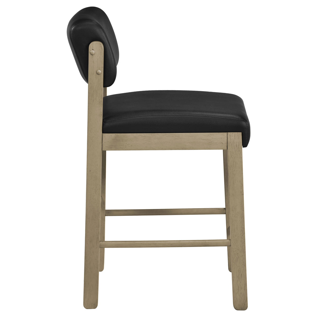 Kehoe Faux Leather Counter Height Chairs (Set of 2) Black and Natural Oak
