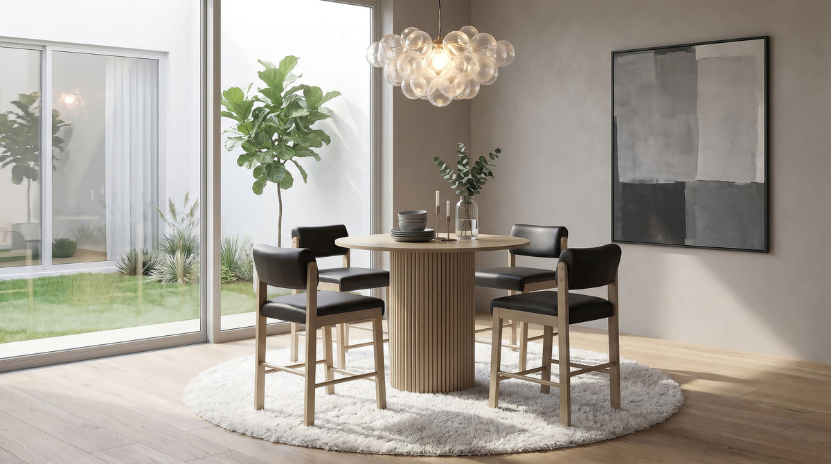 Kehoe Faux Leather Counter Height Chairs (Set of 2) Black and Natural Oak