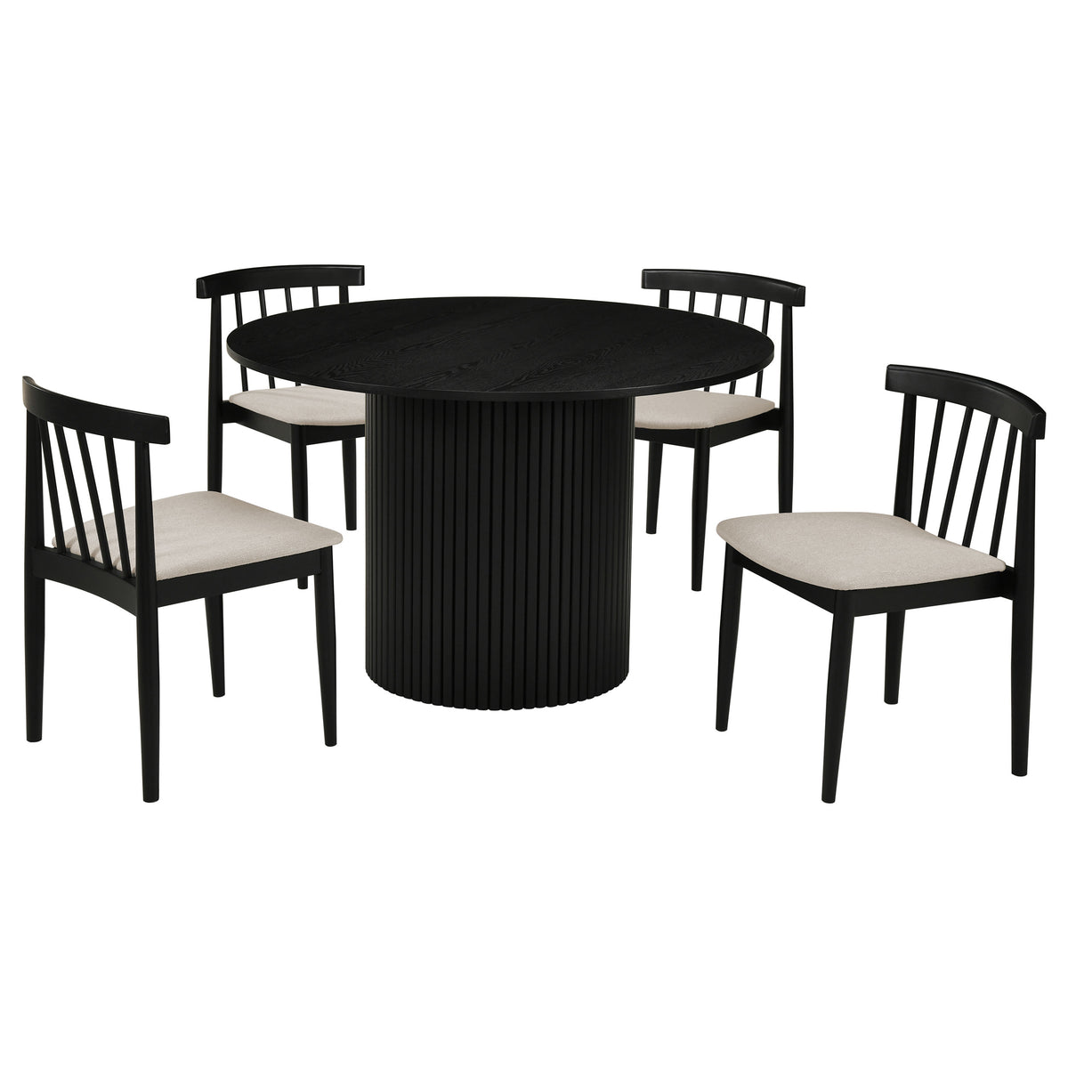 Hamlyn 5-piece 47-inch Round Dining Set with Wheat Spindle Back Chairs Black