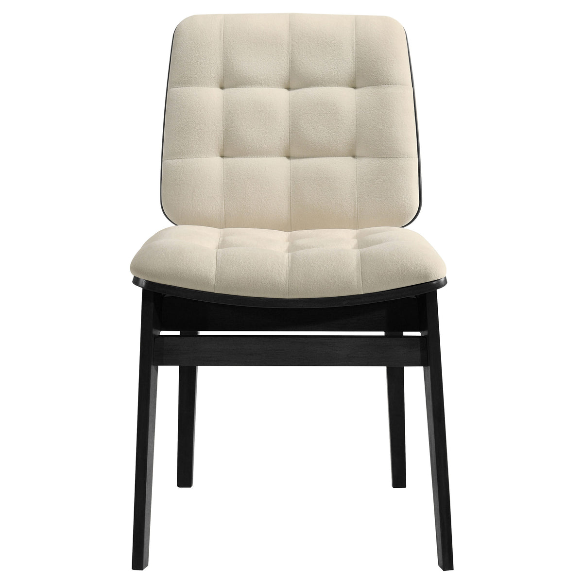 Hamlyn 5-piece 47-inch Round Dining Set with Cream Tufted Velvet Chairs Black